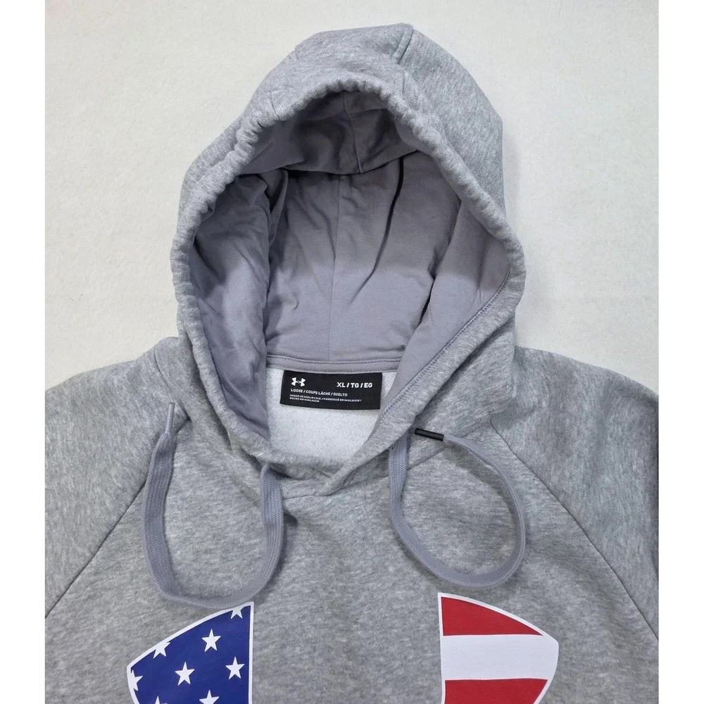 Under Armour Freedom Hoodie Mens XL Pullover Sweatshirt USA Flag Red Blue White‎